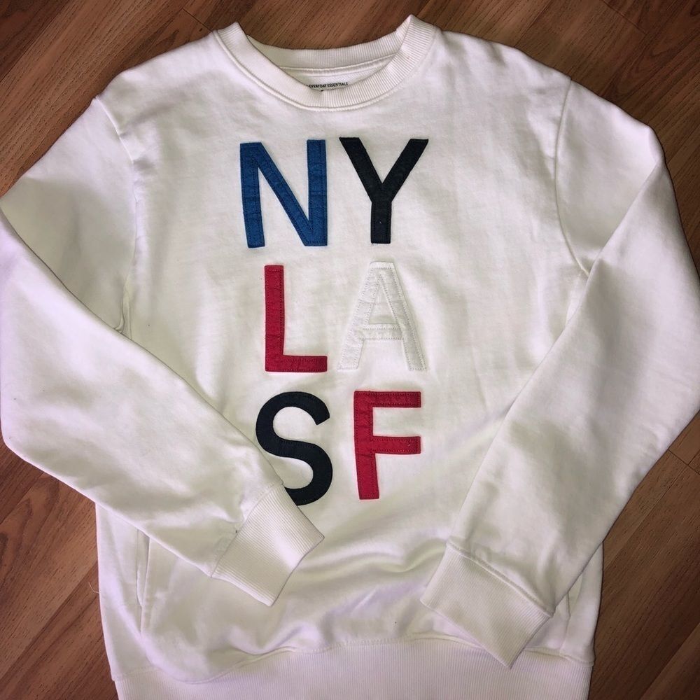 Pull & Bear NY/LA/SF white sweatshirt